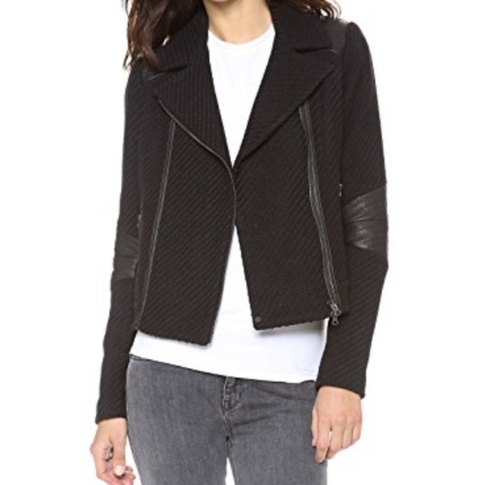 Vince Boucle/Leather Moto Jacket - Picture 3 of 8